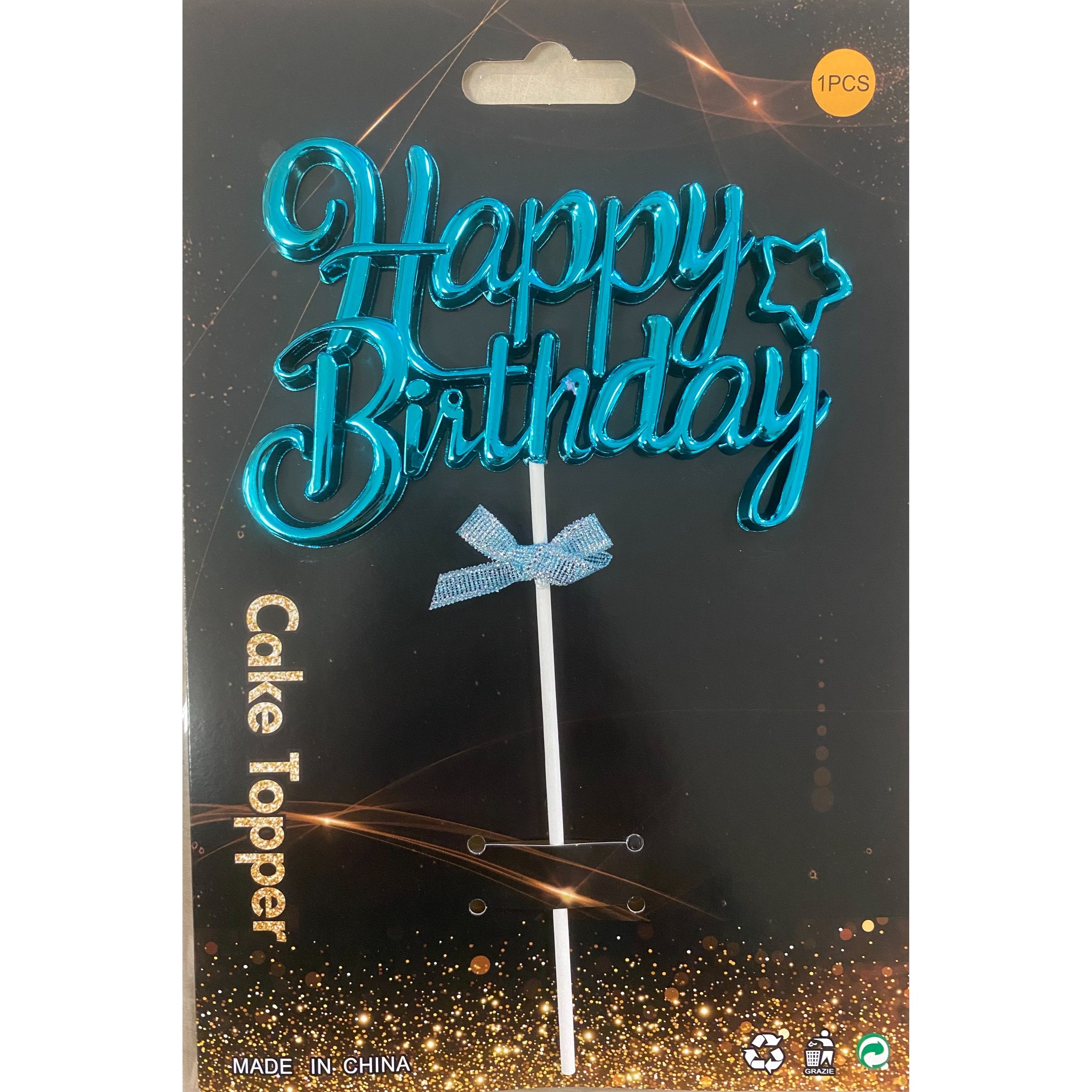“Happy Birthday” Acrylic Cake Topper — Description (1PC)