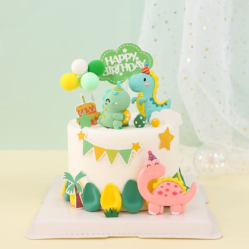 Jungle Dinosaur Birthday Cake 4 Pcs