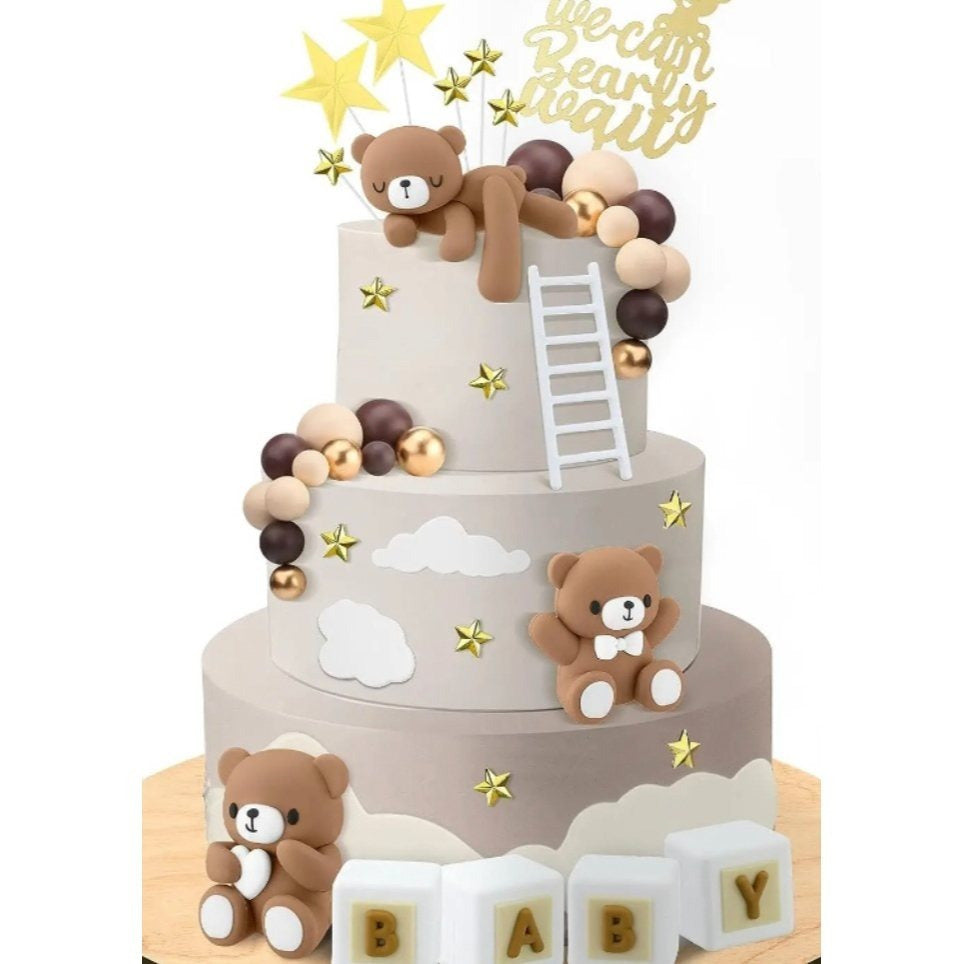 Twinkle Twinkle Teddy Bear Baby Cake Topper 7 Pcs