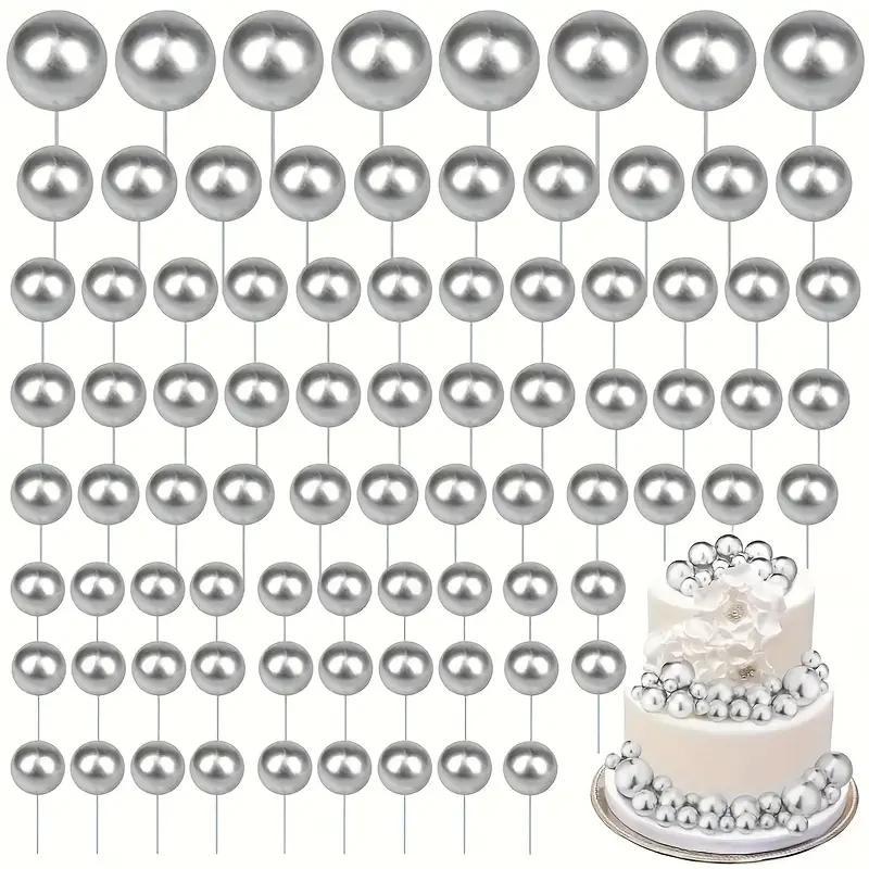 Balls Cake Topper Decorations Mini Balloons Cake Topper Sticks White Balls Cake Picks Cake Topper Balls Cake Decorations for Wedding Birthday Cake Decorations (Golden)