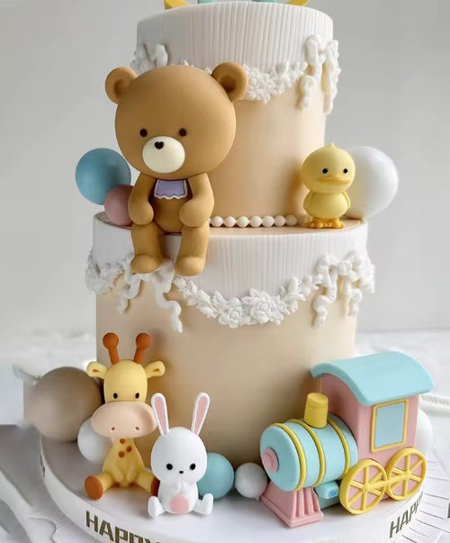 Adorable Animal & Train Cake Topper Set – Perfect for Baby Showers & Birthdays
