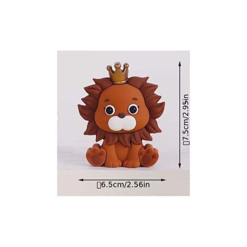 Jungle Safari Animal Birthday Cake Topper – Lion, Monkey, Giraffe & Elephant Theme