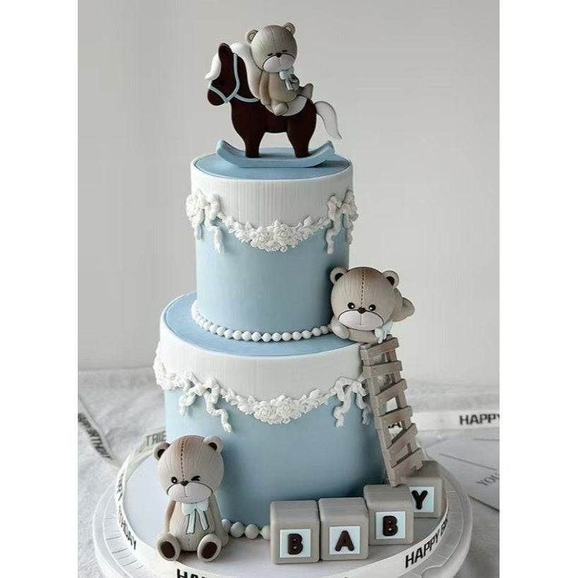 Teddy Bear Rocking Horse Baby Cake Topper