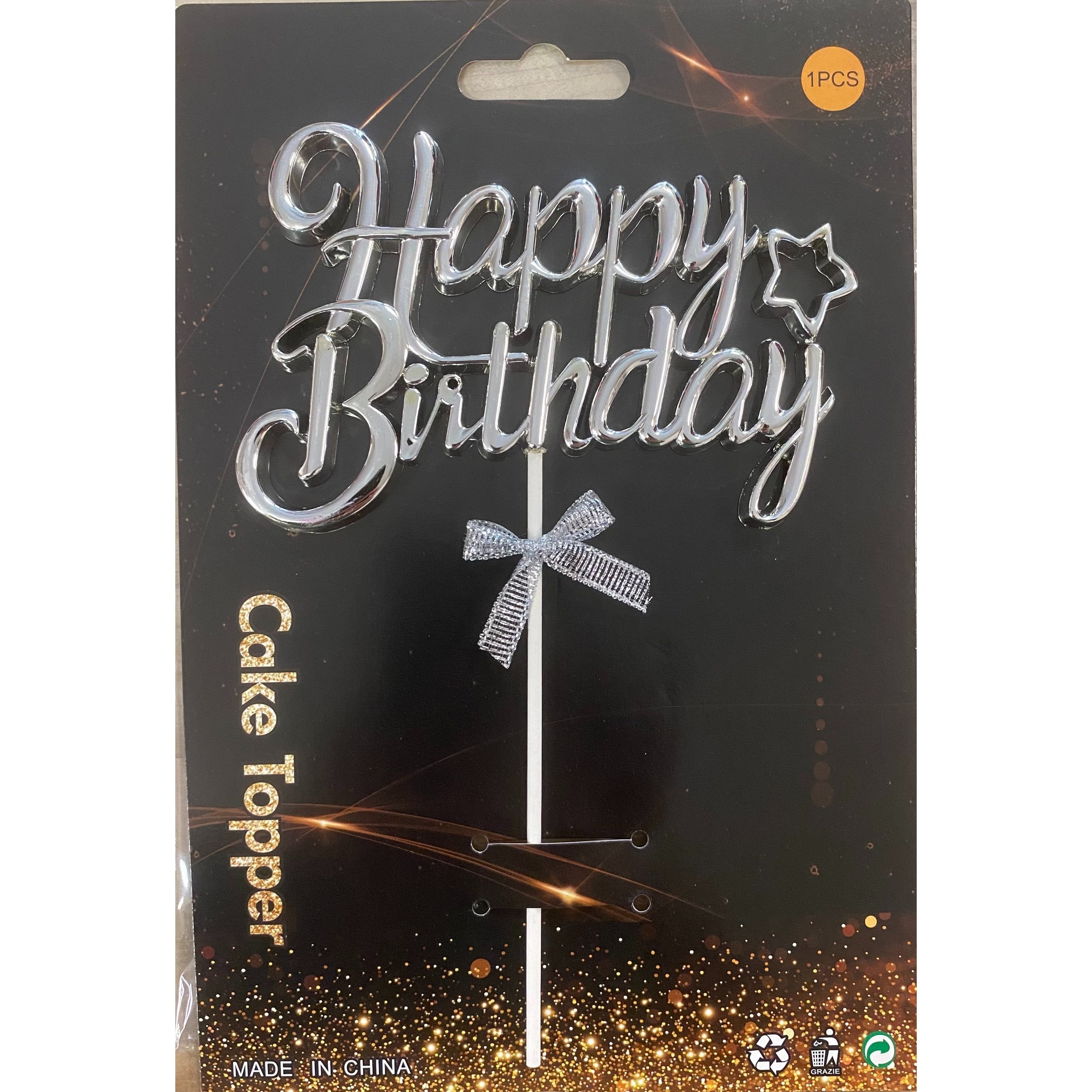 “Happy Birthday” Acrylic Cake Topper — Description (1PC)