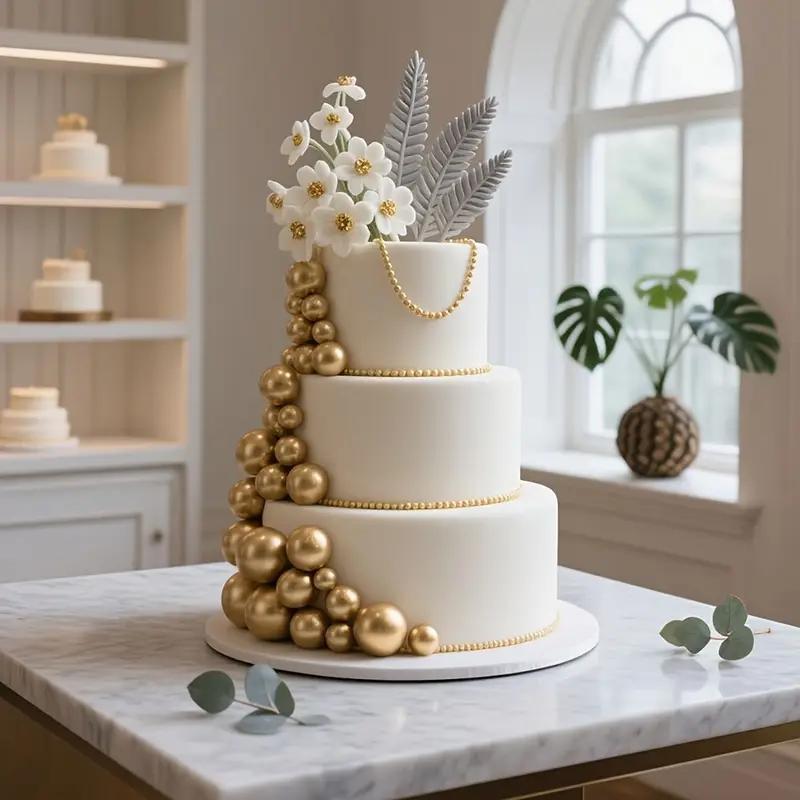 Balls Cake Topper Decorations Mini Balloons Cake Topper Sticks White Balls Cake Picks Cake Topper Balls Cake Decorations for Wedding Birthday Cake Decorations (Golden)