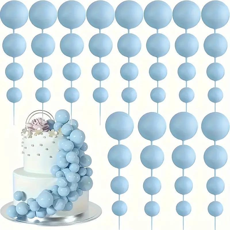 Balls Cake Topper Decorations Mini Balloons Cake Topper Sticks White Balls Cake Picks Cake Topper Balls Cake Decorations for Wedding Birthday Cake Decorations (Golden)