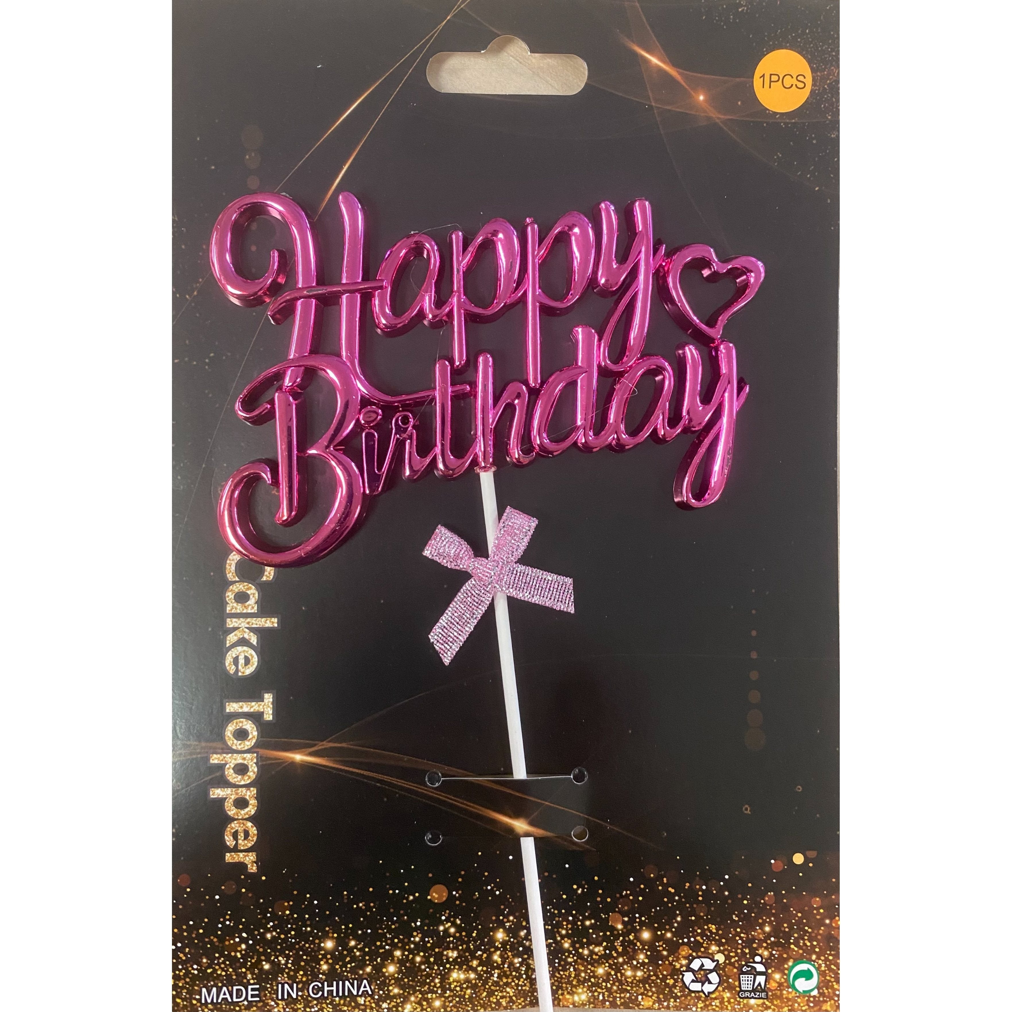 “Happy Birthday” Acrylic Cake Topper — Description (1PC)